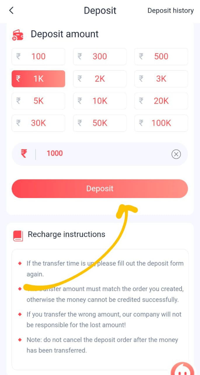 step-4: finally click on deposit button