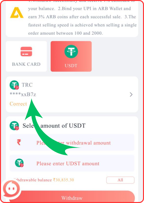 91 Club USDT Withdrawal Step 7