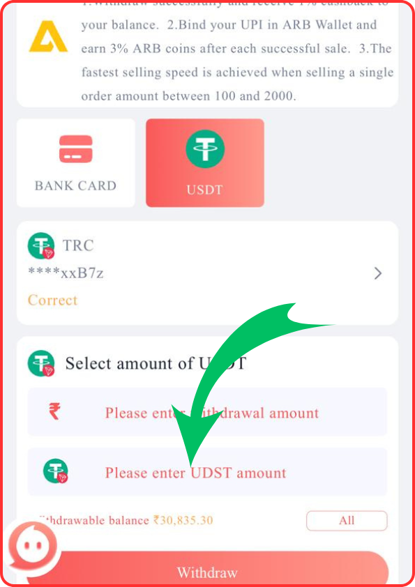 91 Club USDT Withdrawal Step 8